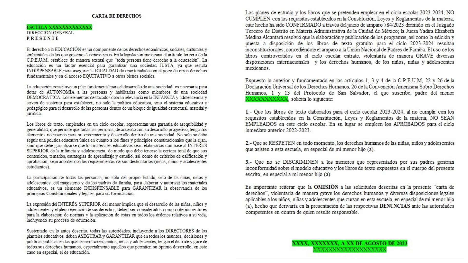 (Carta de Derechos elaborada por la UNPF y la Asociación Abogados Cristianos (Captura de pantalla)