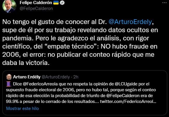 フェリペ カルデロンは06年の選挙を思い出した 詐欺はなかった Infobae