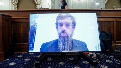 FILE PHOTO: CEO of Twitter Jack Dorsey gives his opening statement remotely during the Senate Commerce, Science, and Transportation Committee hearing 'Does Section 230's Sweeping Immunity Enable Big Tech Bad Behavior?', on Capitol Hill in Washington, DC, U.S., October 28, 2020. Greg Nash/Pool via REUTERS/File Photo