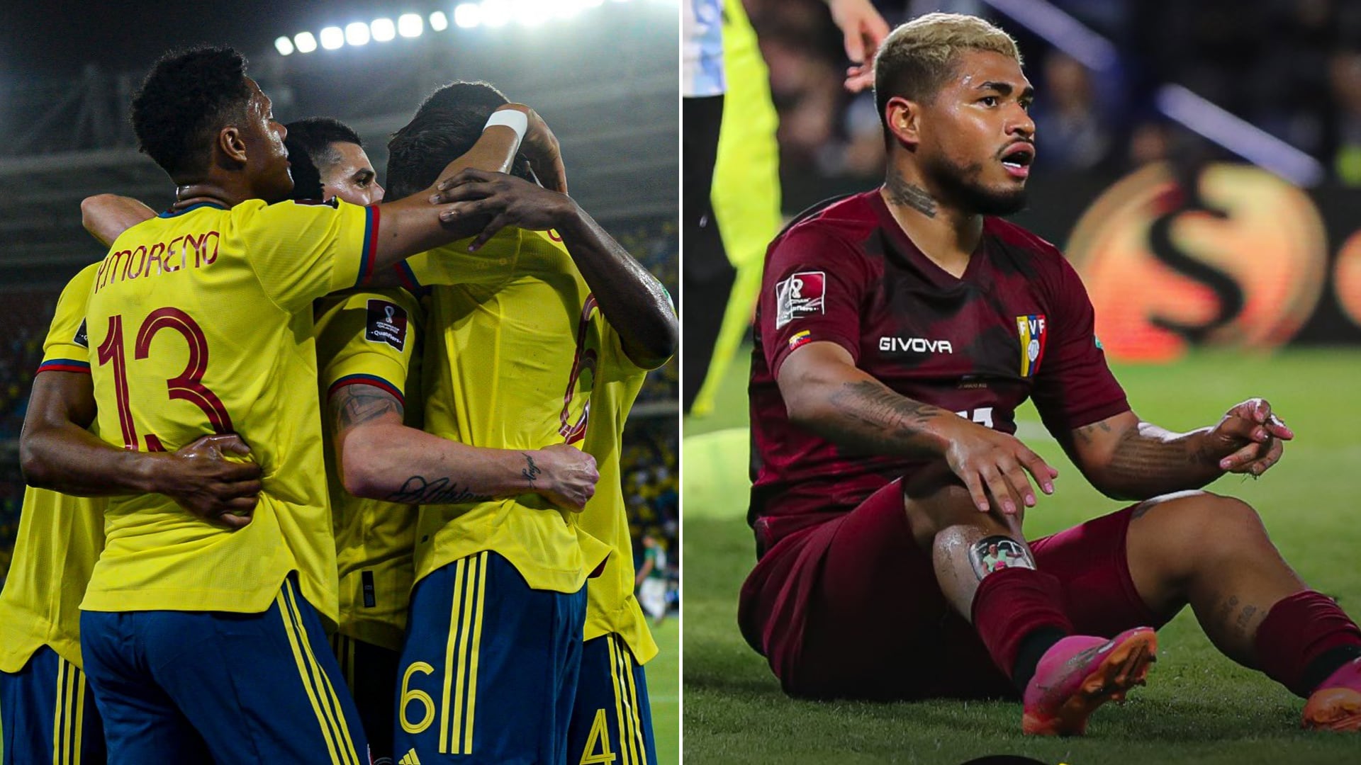 L'équipe nationale de Colombie pourrait profiter de certaines clés que l'équipe de Pékerman a laissées contre l'Argentine. Photos : Twitter- @FCFSeleccionCol | @SeleVinotinto