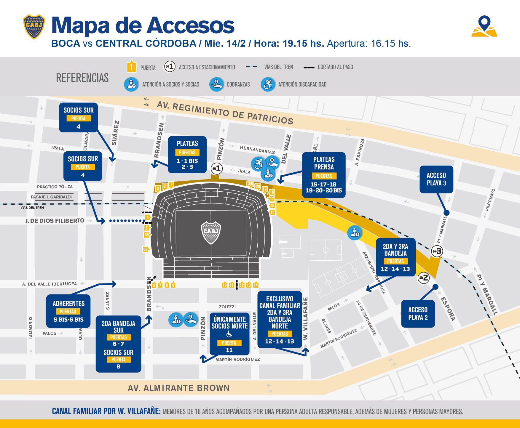 El mapa de acceso a La Bombonera (@BocaJuniors)