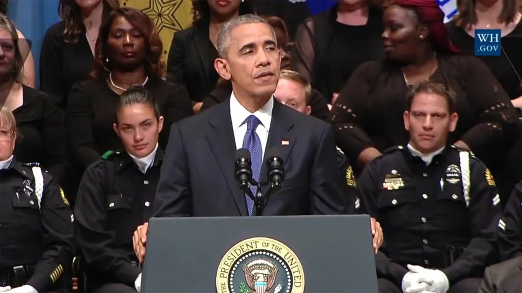 “He dado discursos como éste en demasiados memoriales”, lamentó Obama