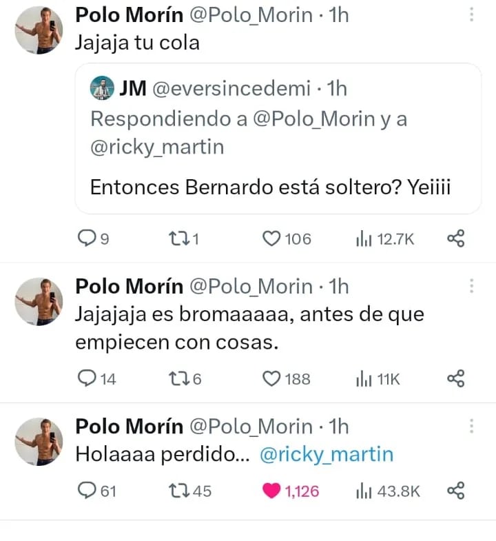 Polo Morín "coquetó" con Ricky Martin (Twitter/Polo_Morin)