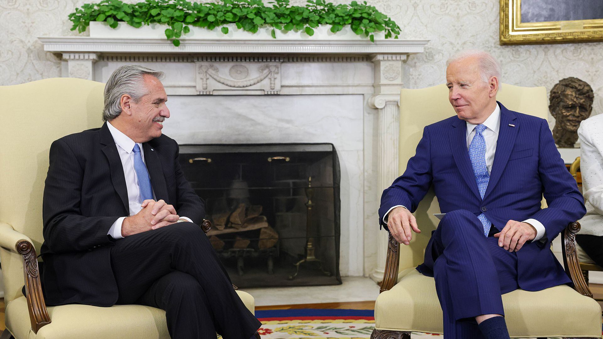 Alberto Fernández y Joseph Biden durante su encuentro oficial en la Casa Blanca