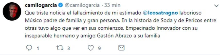 El mensaje de Camilo García para Leo Satragno