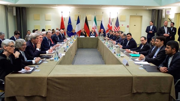 Los cancilleres de los países firmantes del acuerdo nuclear, reunidos en las negociaciones de 2015 (Archivo)