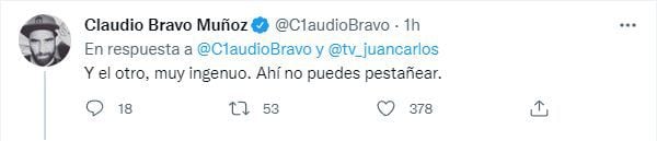 Segundo tuit de Claudio Bravo donde dice que Pedro Gallese fue ingenuo.