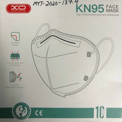 El embalaje y las mascarillas mostraban el modelo KN95