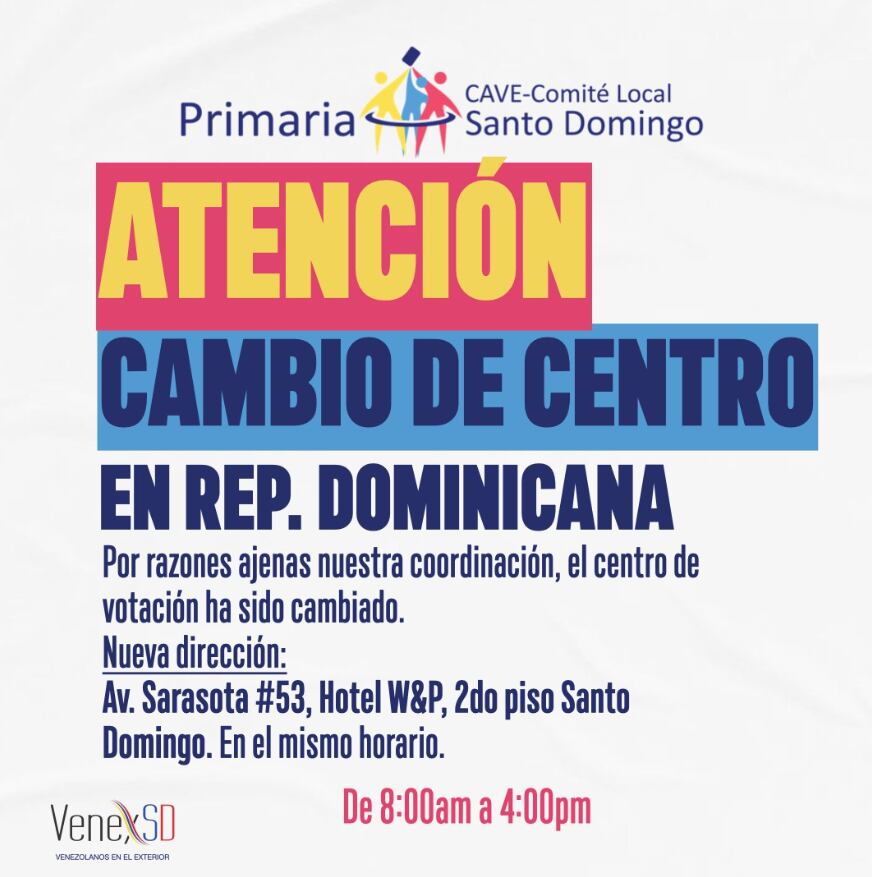 La Comisión Nacional de Primaria anunció la modificación de un centro de votación en República Dominicana