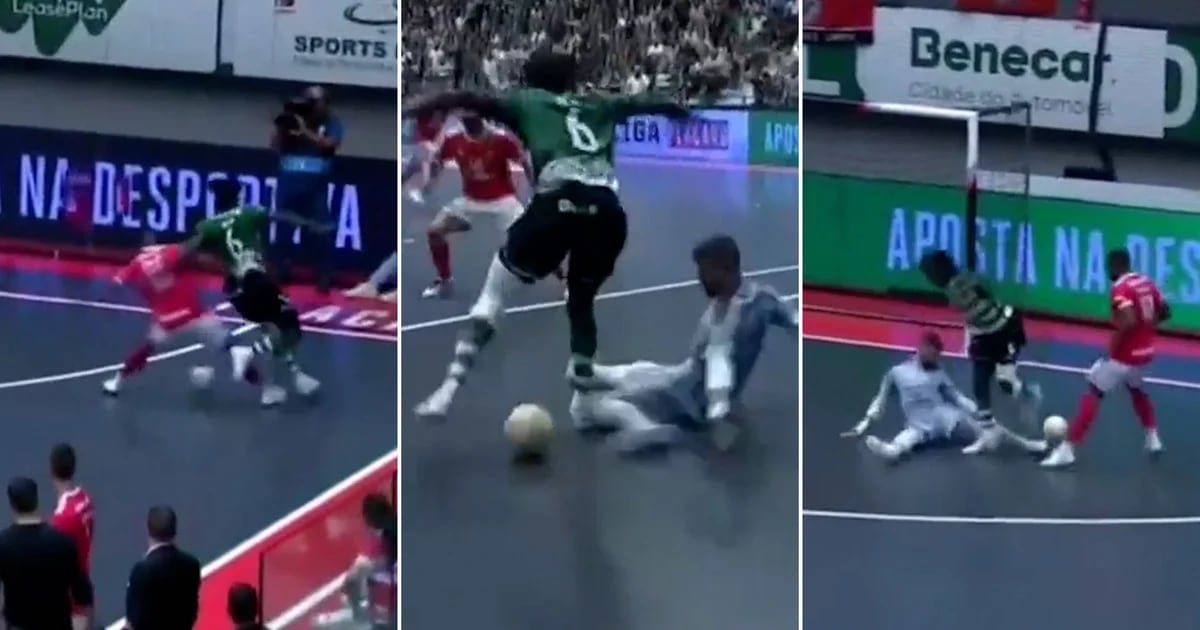 Salto duplo e definição requintada: o golo impressionante no clássico do futsal em Portugal que deixou os repórteres sem palavras