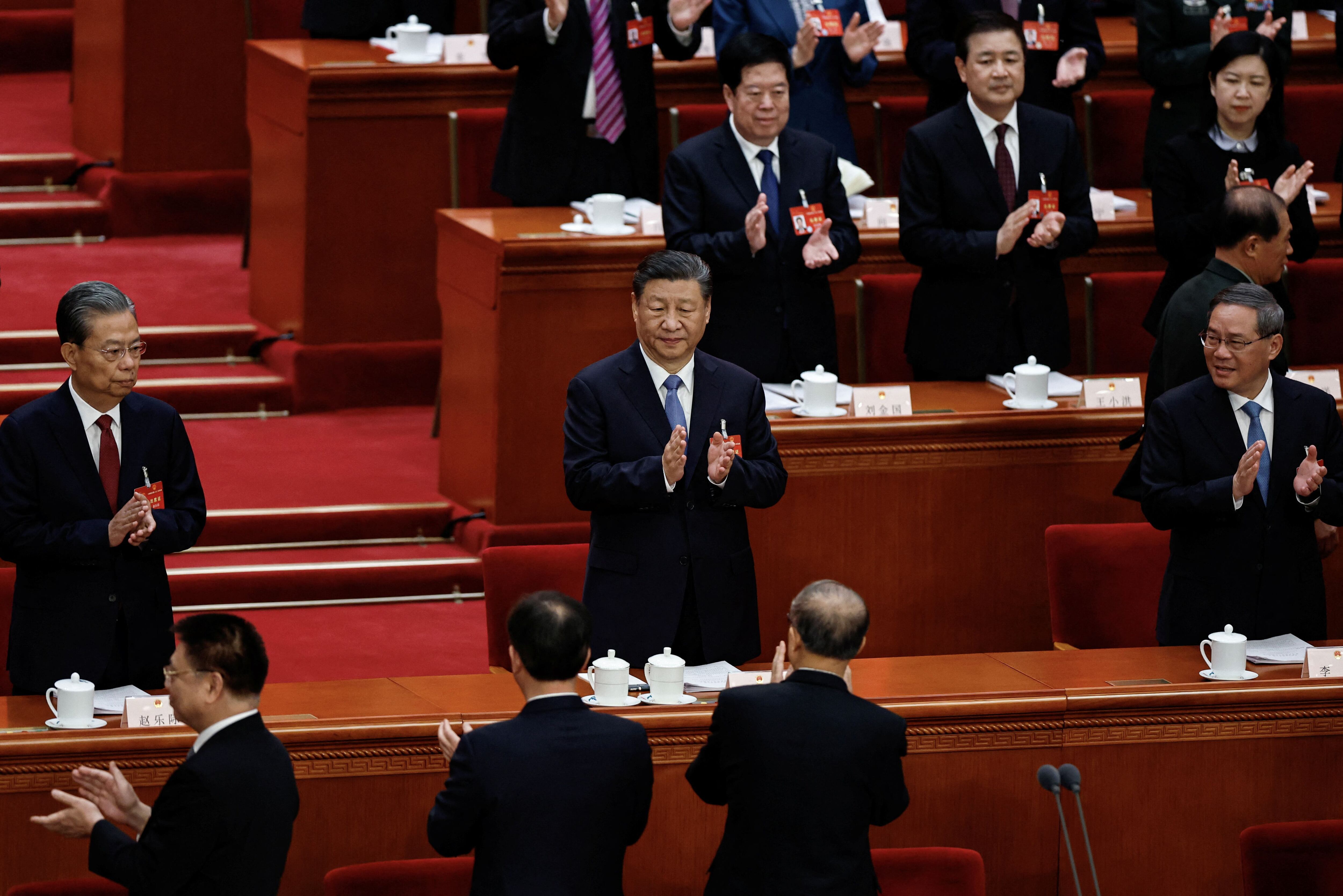  Xi Jinping en la segunda sesión plenaria de la Asamblea Popular Nacional (APN) en el Gran Salón del Pueblo en Pekín, China, el 8 de marzo de 2024 (Reuters)