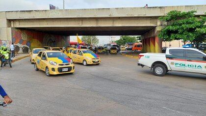 Paro de taxistas en Barranquilla. Foto: Twitter @TransitoBaq