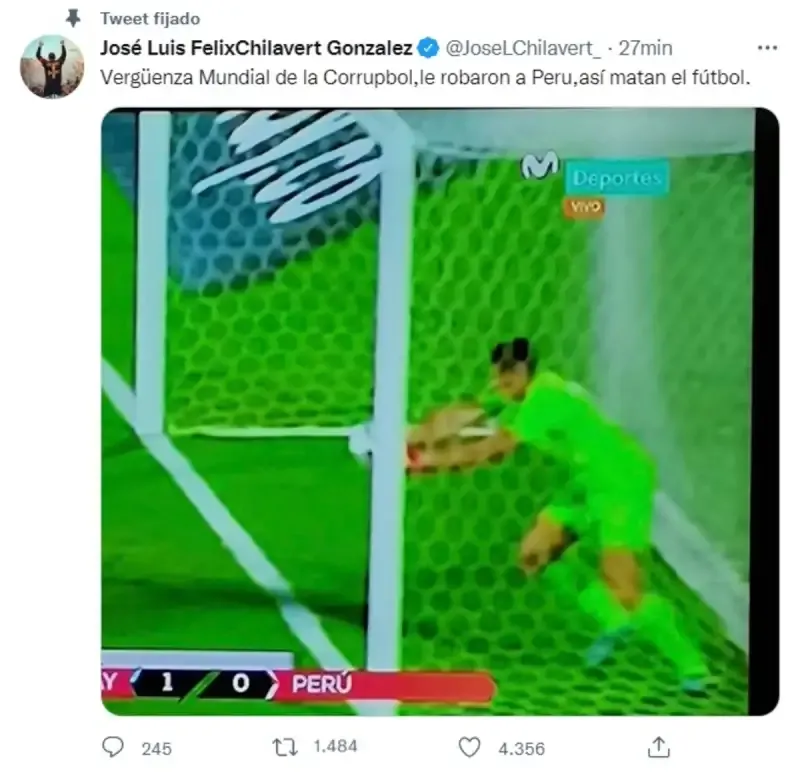 칠라베르트, 페루와의 골 놓친