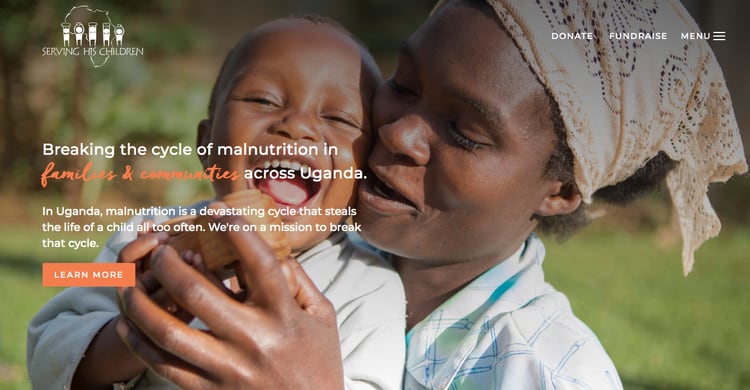 El website de Saving His Children explica el devastador efecto de la desnutrición en Uganda