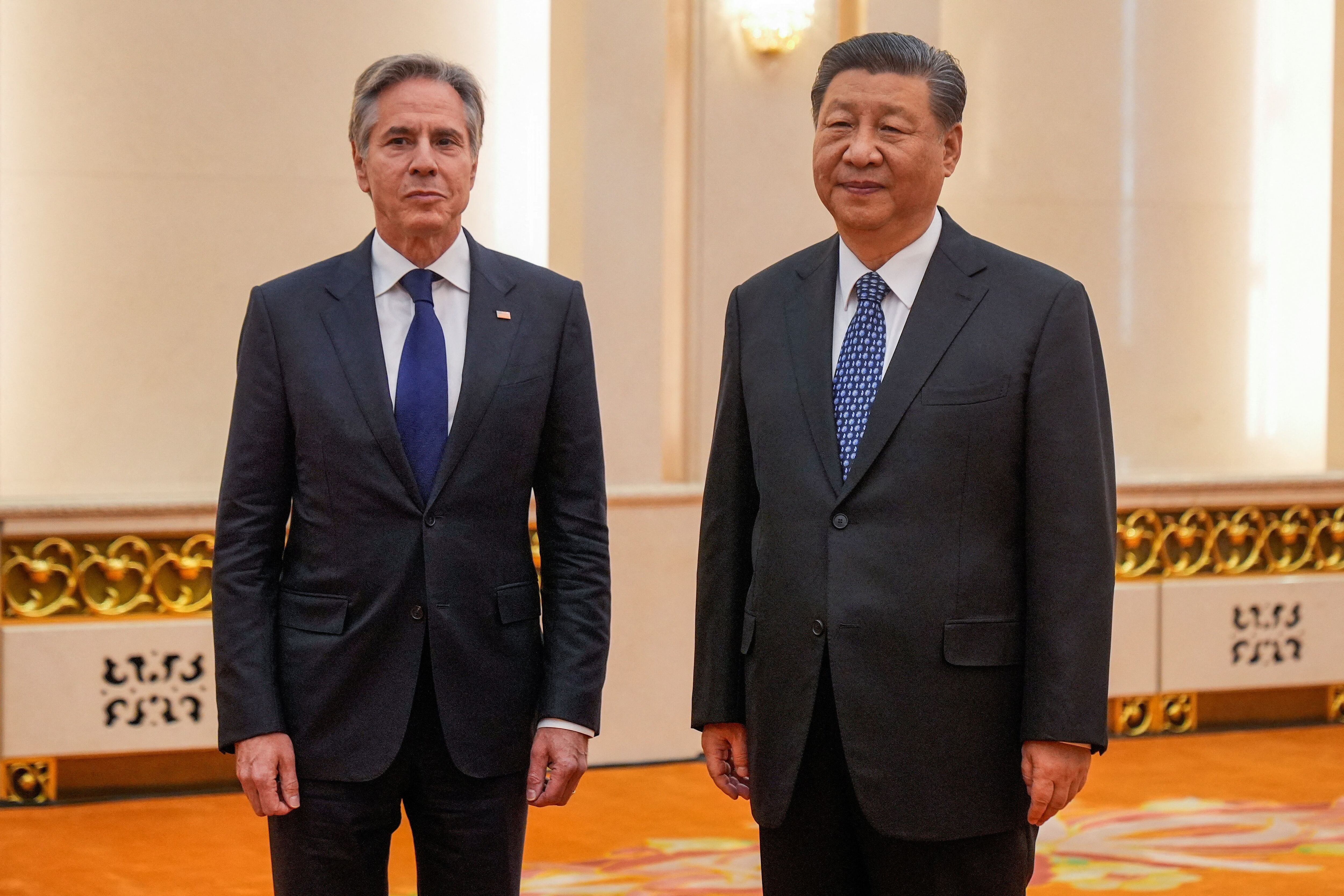 Antony Blinken junto a Xi Jinping (Mark Schiefelbein/Pool via REUTERS)