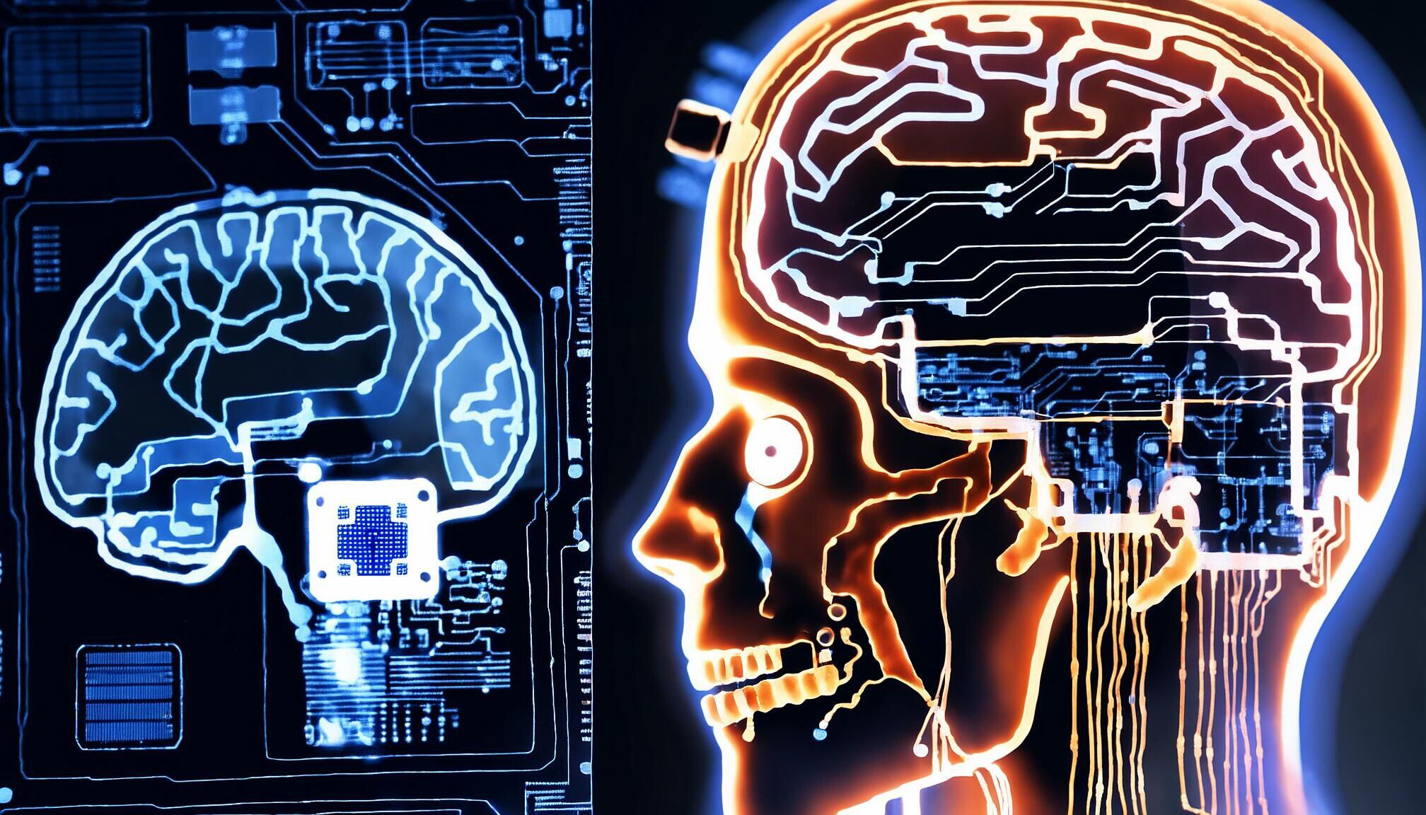 Impactante representación visual de un cerebro fusionado con tecnología, simbolizando la coexistencia entre humanos y máquinas en un escenario cyberpunk del futuro. (Imagen Ilustrativa Infobae)