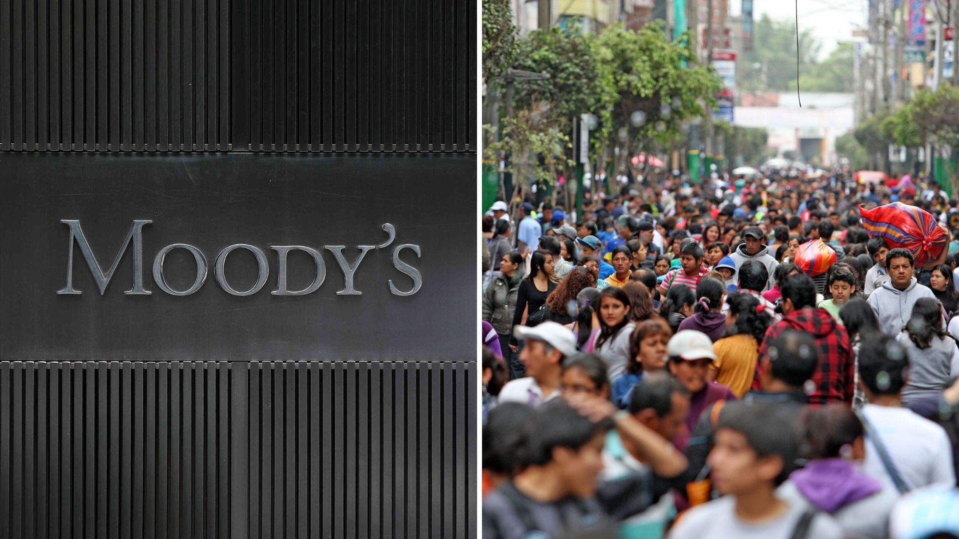 Fachada de Moody's y gente en masas en Perú