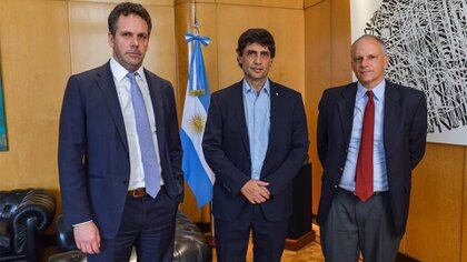 Guido Sandleris, Hernán Lacunza y Alejandro Werner en los últimos meses de mandato de Mauricio Macri. 