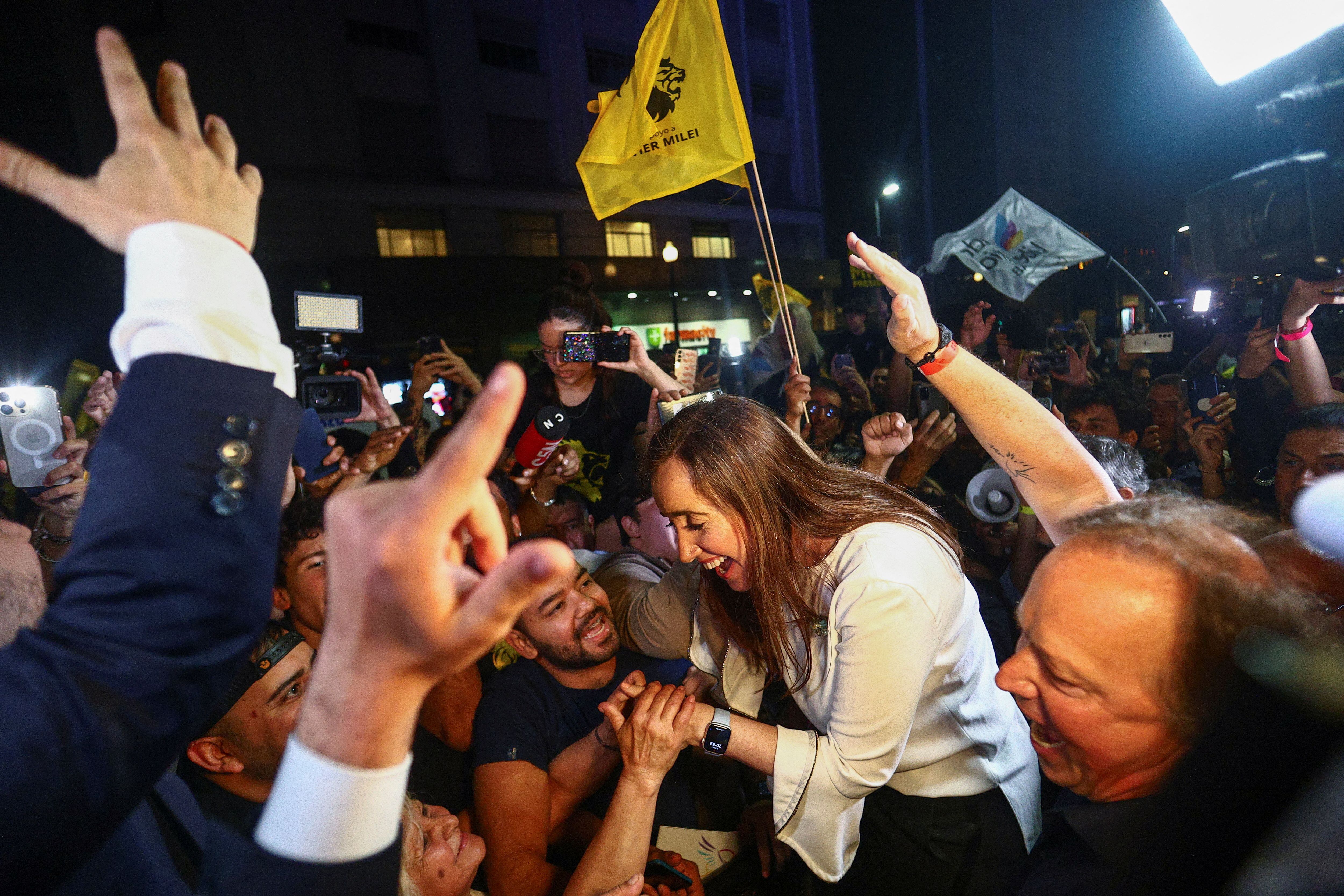 Victoria Villarruel, llegando al Hotel Libertador (REUTERS)