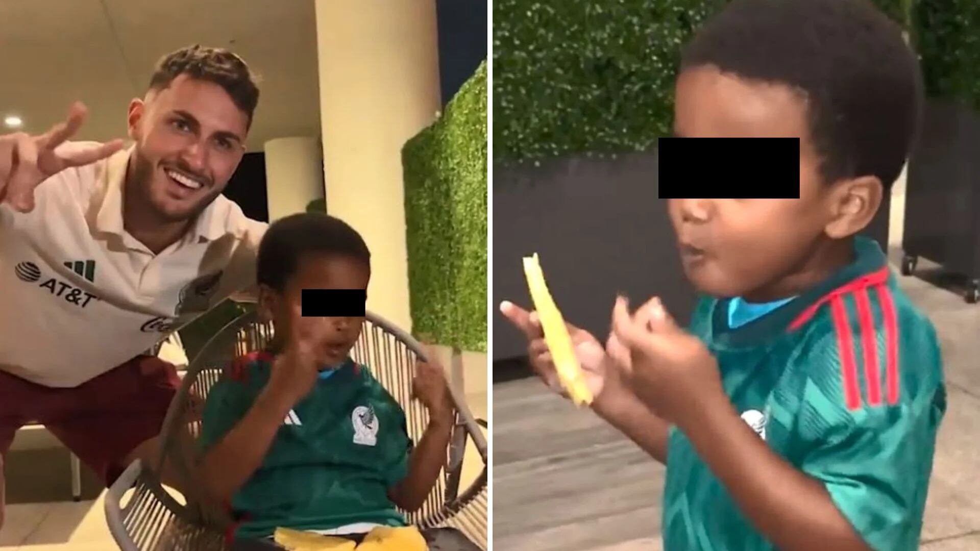 Santi intentó robarle una quesadilla al pequeño niño etíope. (Twitter) 