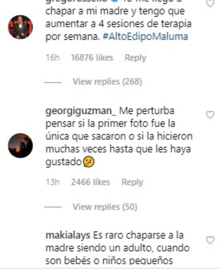 Algunos de los mensajes que recibió Maluma