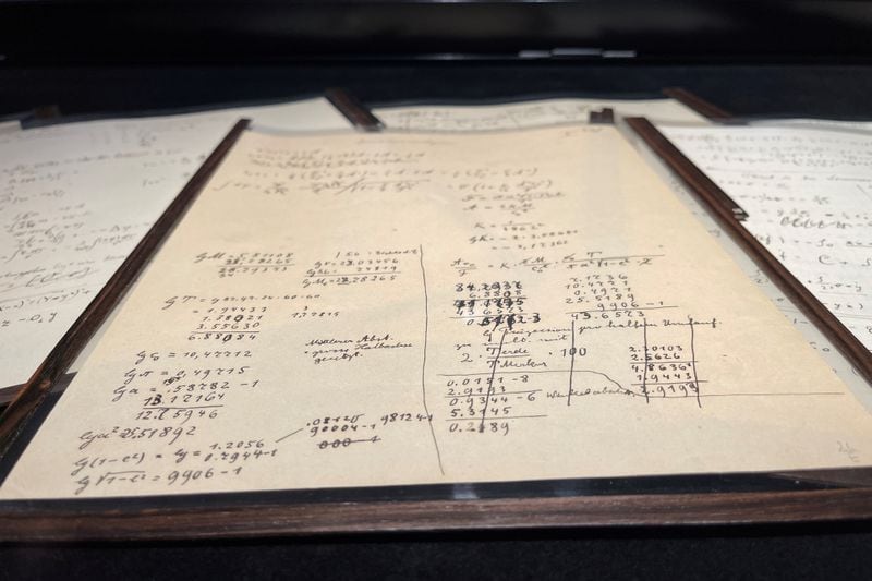 An Albert Einstein manuscript at Christie's auction house in Paris (Photo: REUTERS / Antony Paone)