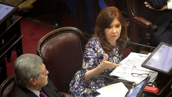 Cristina Kirchner durante su discurso en el Senado