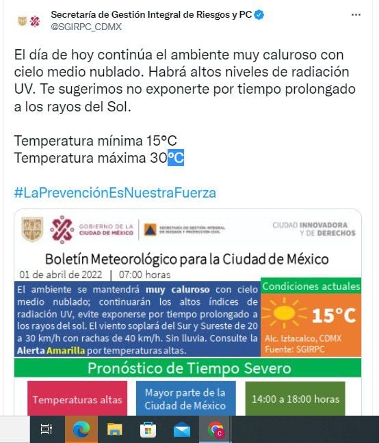 CDMX-Hitze. (Foto: @SGIRPC_CDMX)