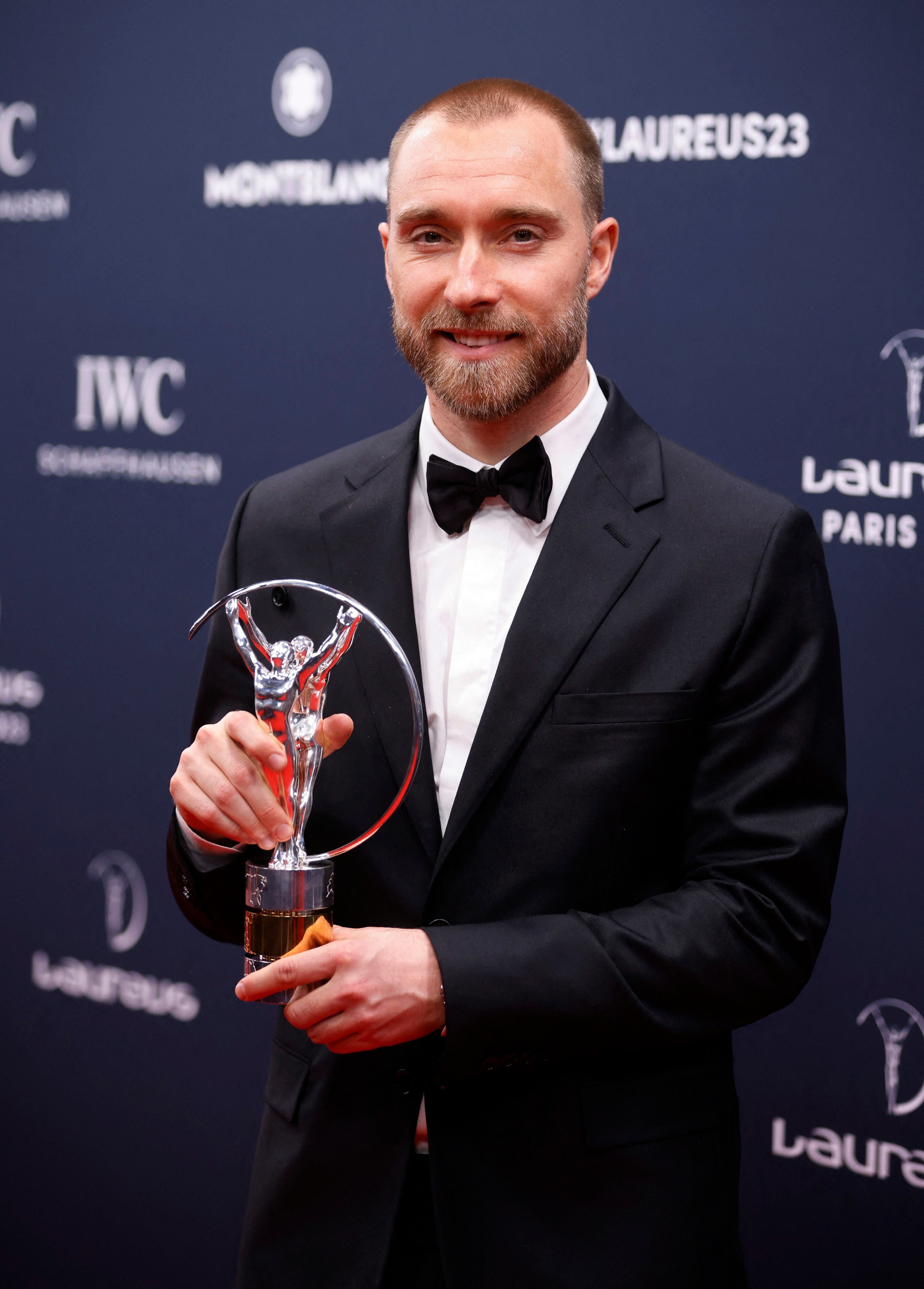 Christian Eriksen recibió una distinción en los Premios Laureus (REUTERS/Johanna Geron)
