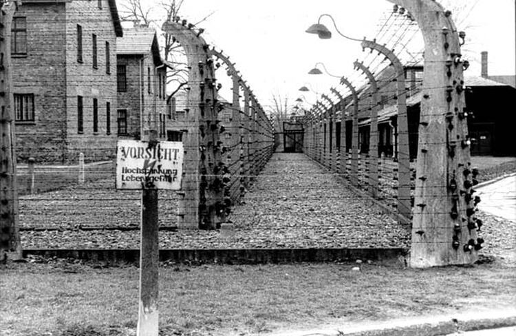 Parte del complejo sistema de alambradas en un rincón de Auschwitz