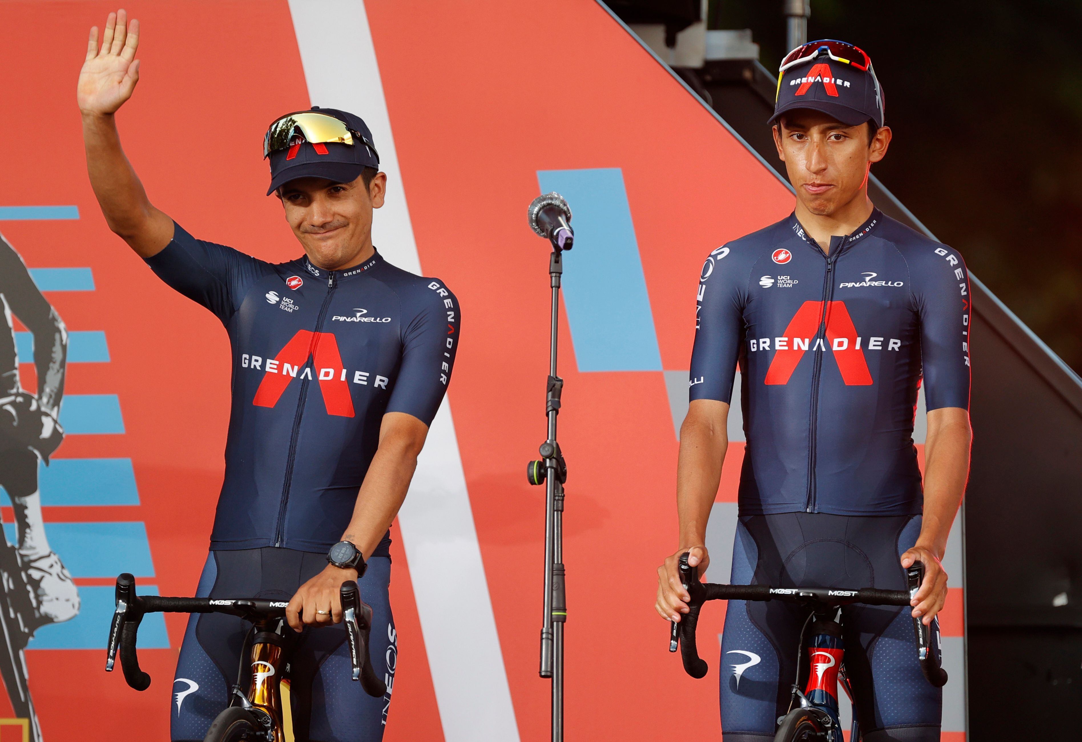 El ecuatoriano Richard Carapaz (i) y el colombiano Egan Bernal (d), en una imagen de archivo. EFE/Manu Bruque