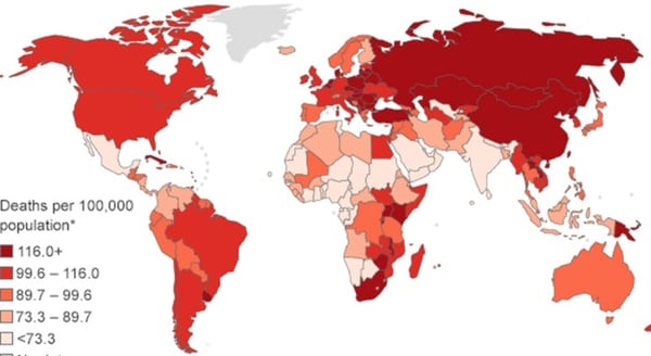 Cifras de cáncer en el mundo en 2012 (OMS)
