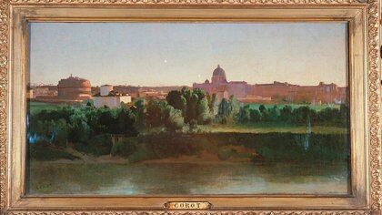 "Vista del Castel Sant' angelo de Roma", Emile Corot