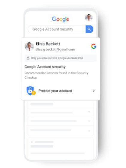 Mientras pregunta "¿Mi cuenta de Google es segura?" el sistema mostrará la configuración de seguridad