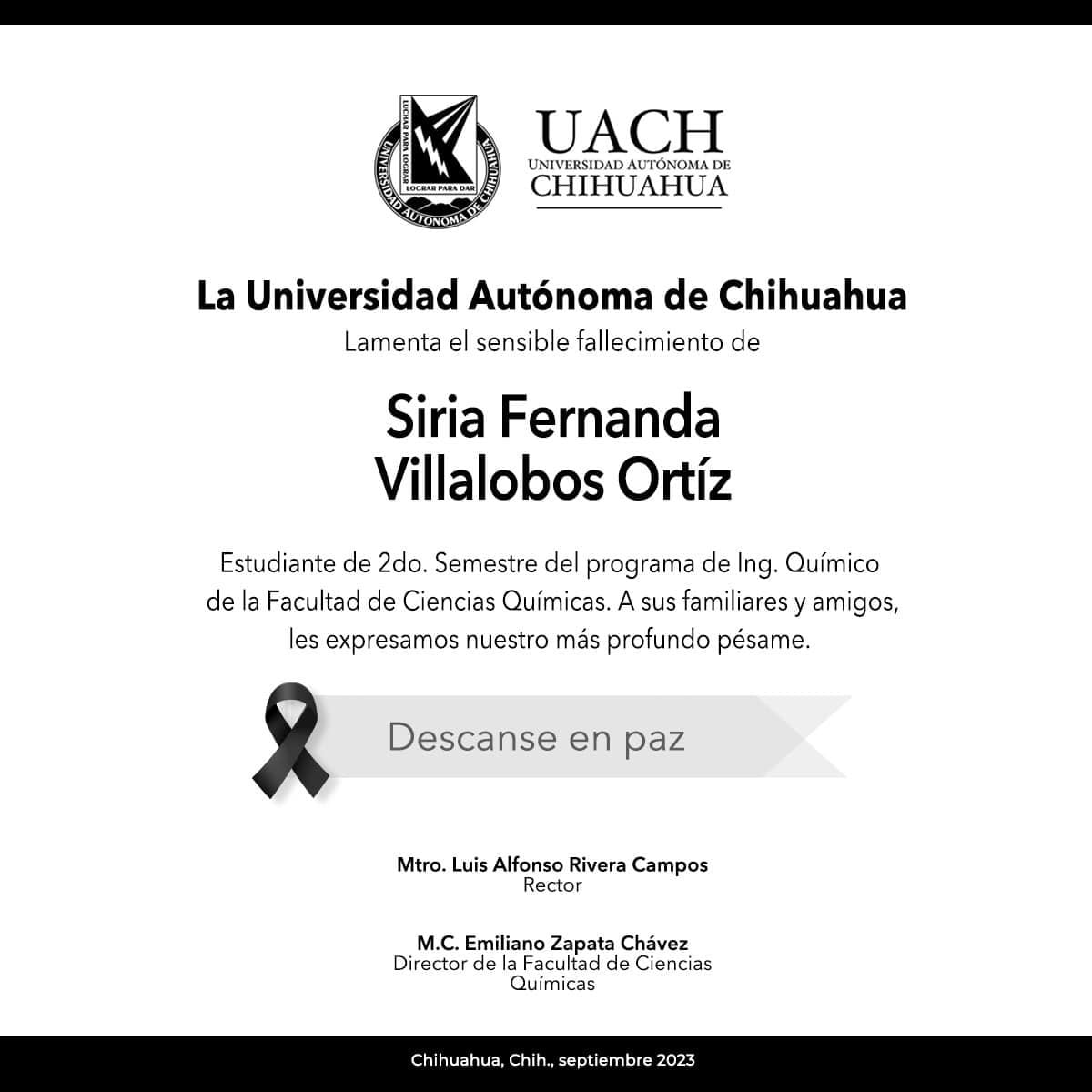 La Universidad lamentó la pérdida de la joven estudiante y futbolista (FB/ Universidad Autónoma de Chihuahua)