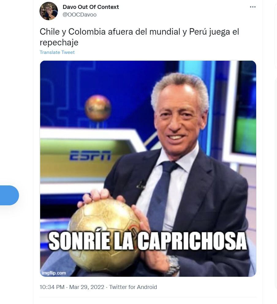 Chile and Colombia will not play the World Cup in Qatar and the memes broke  out - Infobae