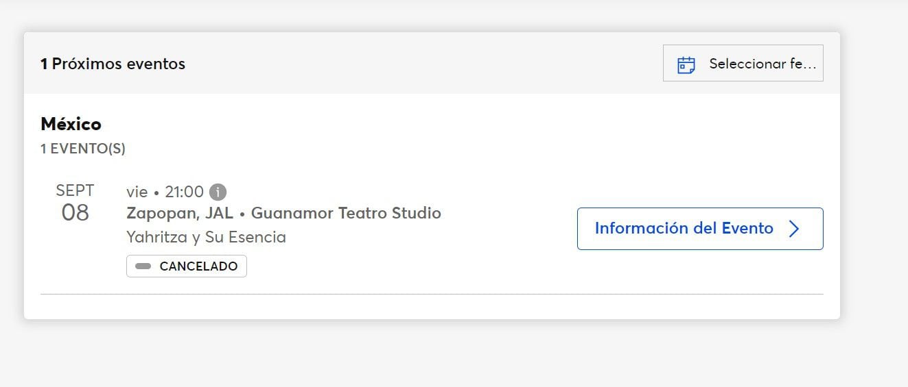 La banda no ha lanzado un comunicado al respecto. (Captura: Ticketmaster)