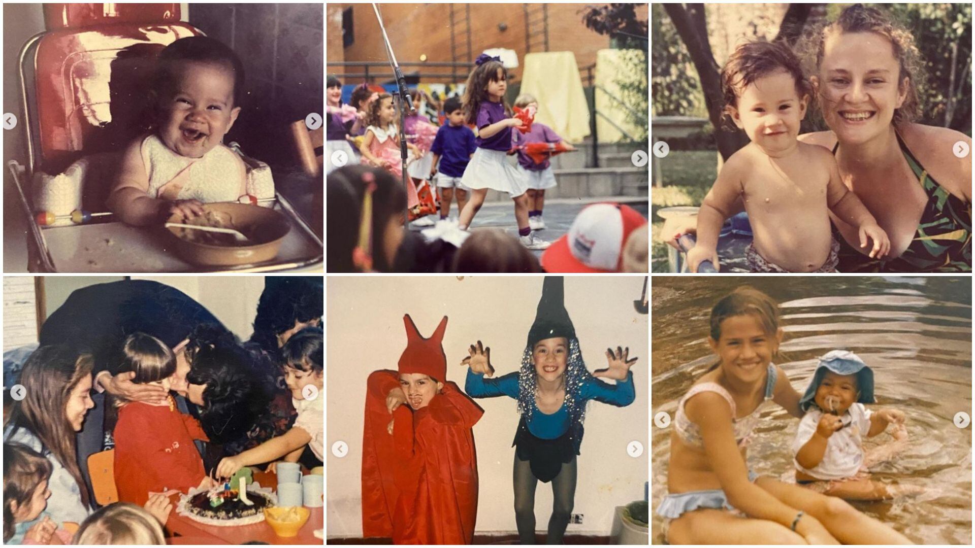 Algunas de las fotos que compartió Jimena Barón en el emotivo posteo por su cumpleaños
