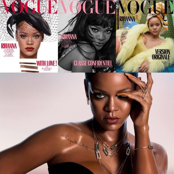 La revista Vogue francesa le dedicó tres portadas distintas a Rihanna en su edición de diciembre