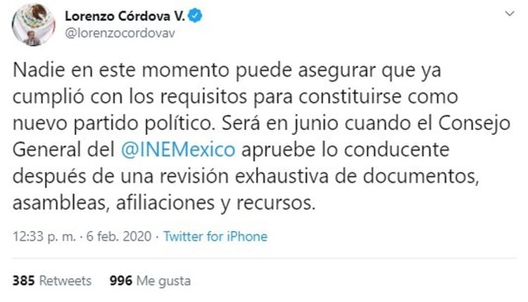 Twitter Lorenzo Cordova (Foto: Twitter@lorenzocordovav)