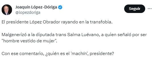 El presidente llamó 'machín' al comunicador durante su mañanera de este lunes. (X/@lopezdoriga)