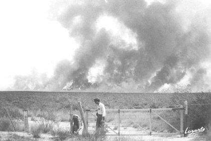 La meseta patagónica, con su vegetación de jarilla, piquillín, coirón, moye y algarrobito, muy inflamables. El viento hizo su parte. Y la completó la irresponsabilidad  (Gentileza José Luis Lazarte)