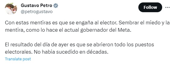 Gustavo Petro acusó a Juan Guillermo Zuluaga de decir mentiras y "engañar al elector" - crédito @petrogustavo/ X