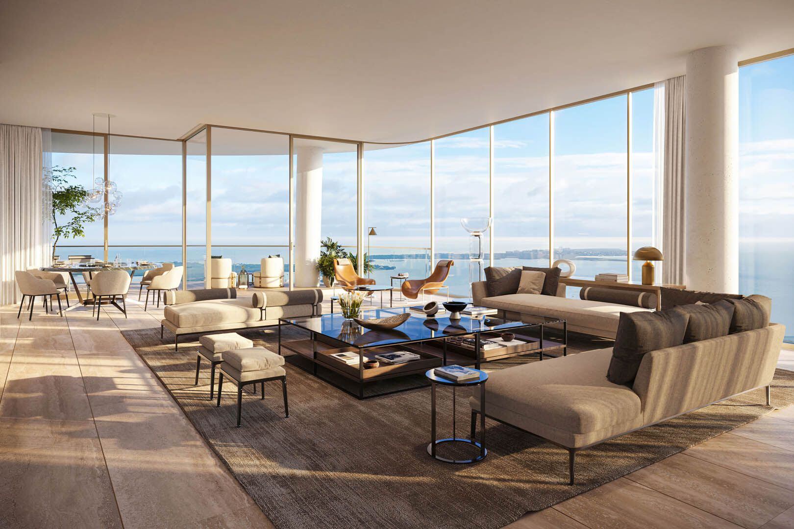 Vistas incomparables del horizonte de Miami desde los balcones orientados al este del penthouse. (The Residences at 1428)