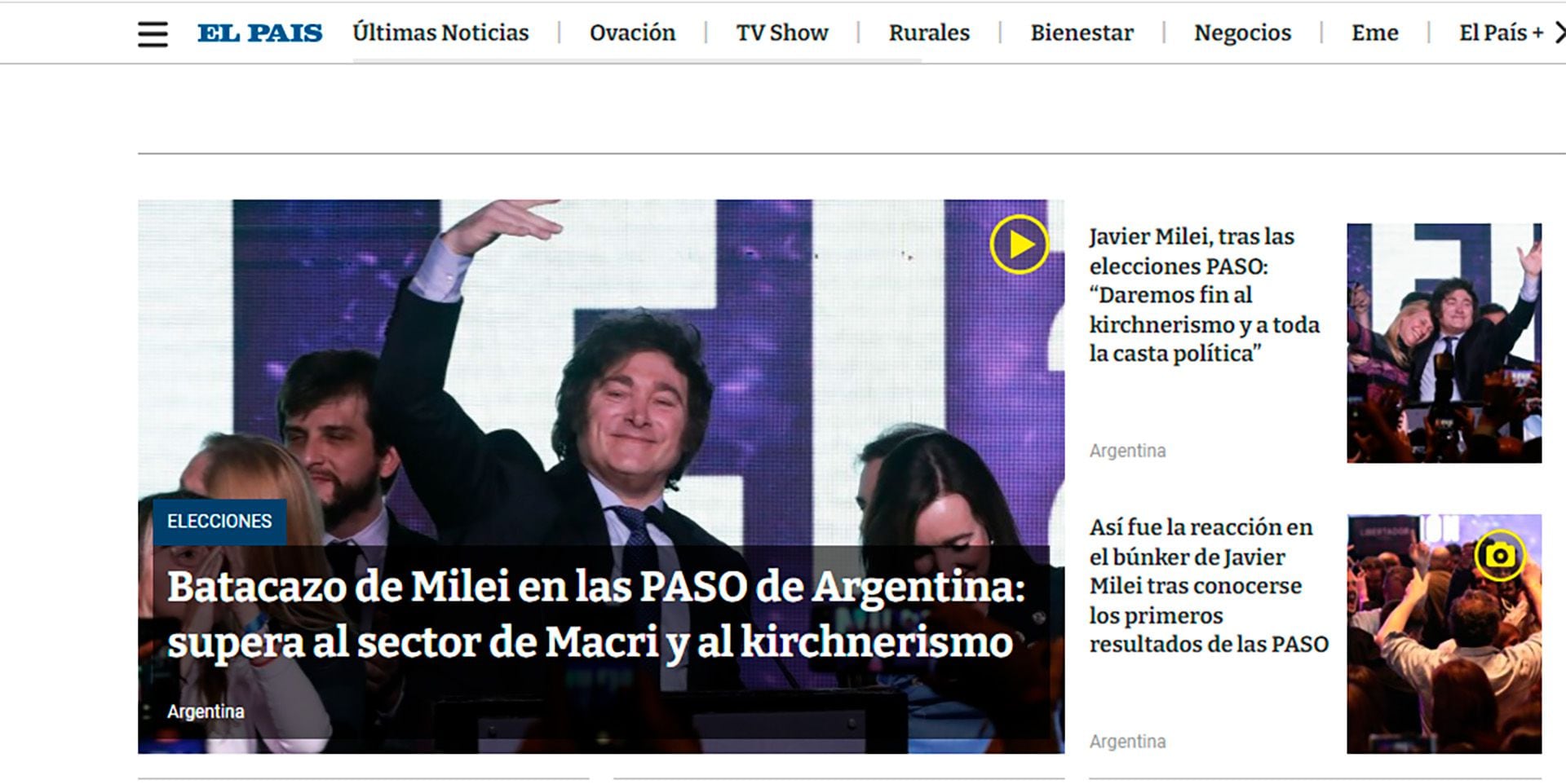 El Pas, de Uruguay, destac los resultados de las elecciones argentinas en su versin digital.