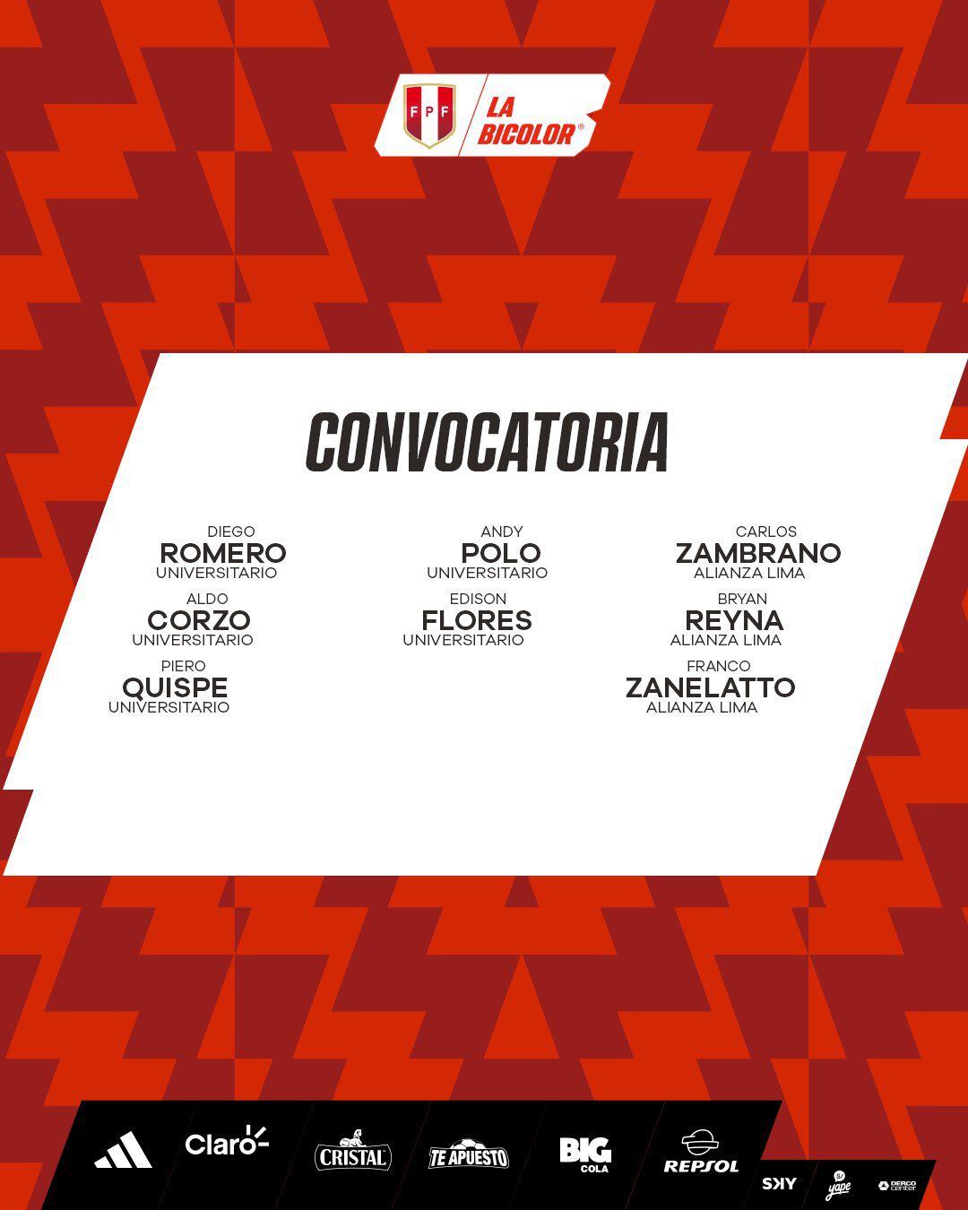 Selección peruana anunció convocatoria de jugadores de Universitario y Alianza Lima para duelos con Bolivia y Venezuela por Eliminatorias 2026.