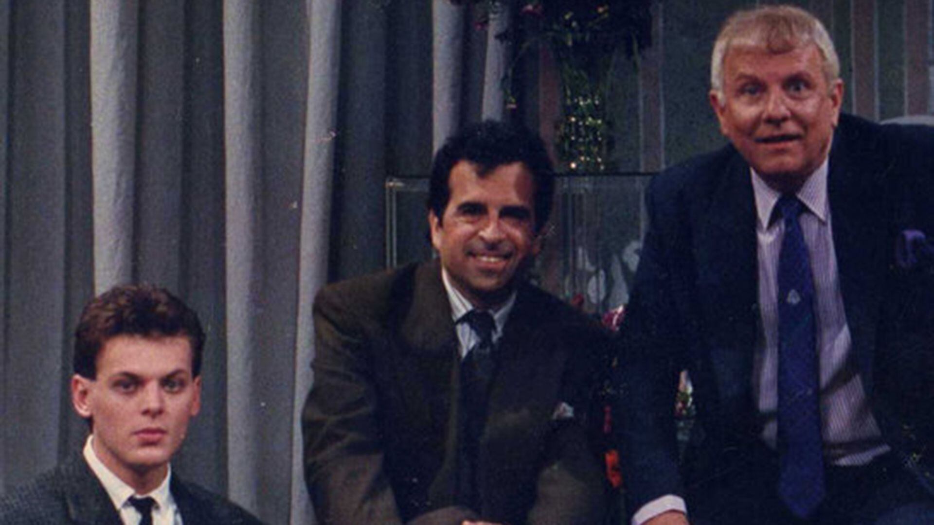 Rubén Orlando junto a Ante Garmaz en uno de sus programas de televisión por la pantalla de ATC en la década del '80