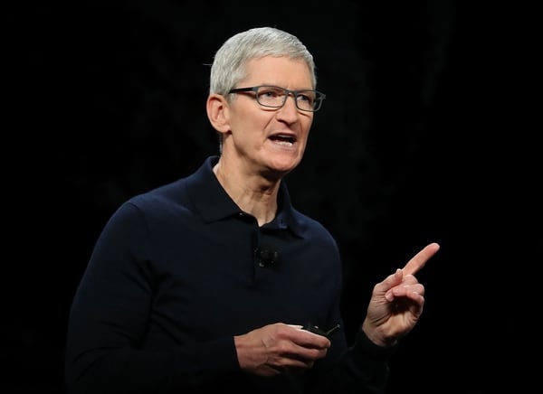 Tim Cook, CEO de Apple durante la conferencia de desarrolladores (WWDC) 2018 ( Justin Sullivan/Getty Images/AFP)