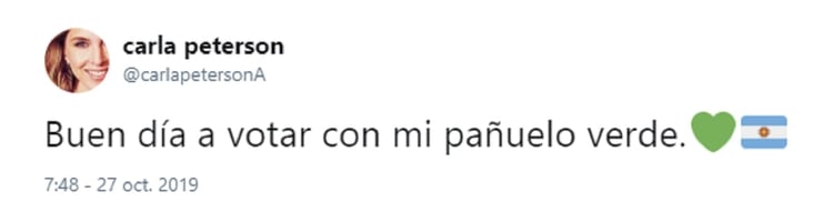 El tuit de Carla Peterson