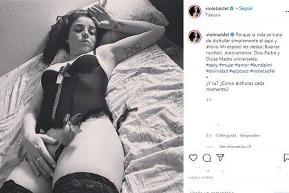 Foto íntima de Violeta Isfel en Instagram que generó dudas sobre un posible hackeo (IG: Violetaisfel)